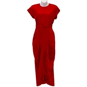 All That Jazz Bright Red Tulip Dress with Belt - 7